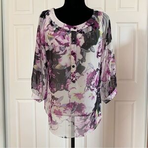 AB Studio Purple Floral Blouse